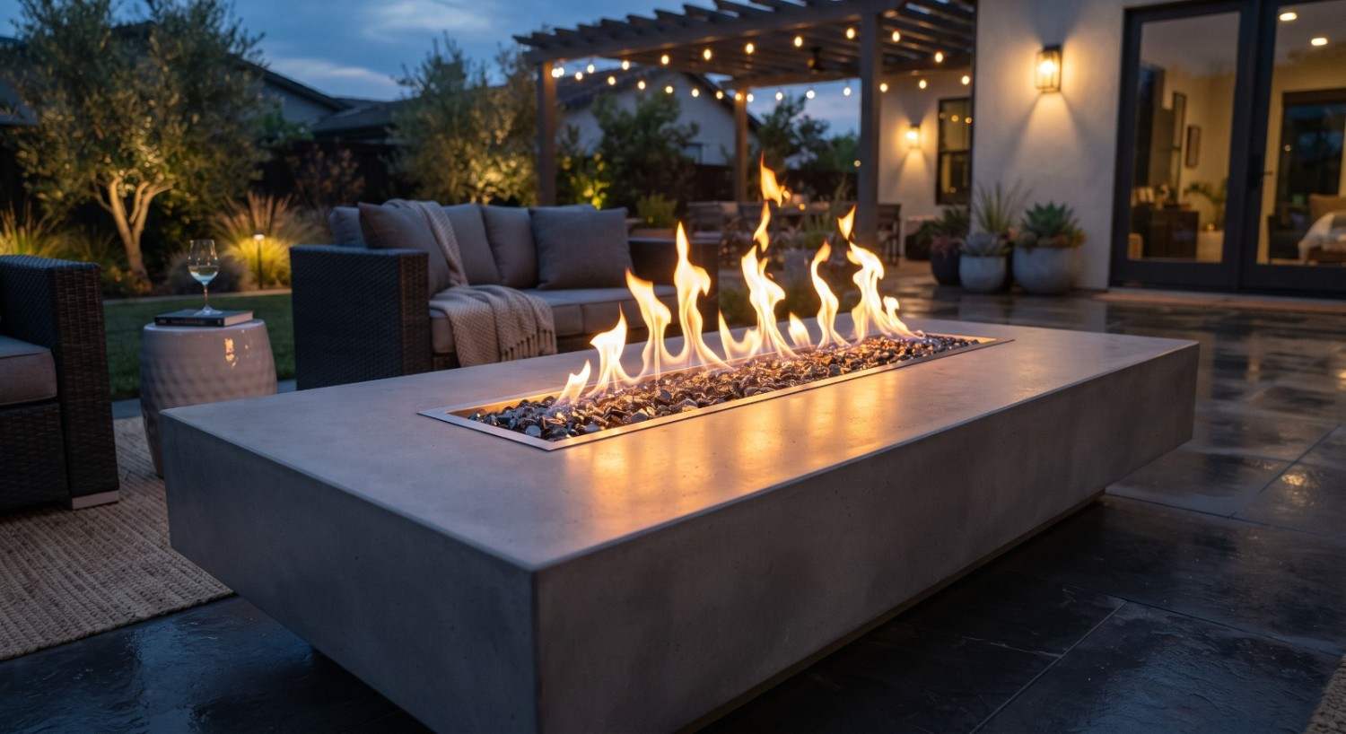 Masonry outdoor fireplace under construction